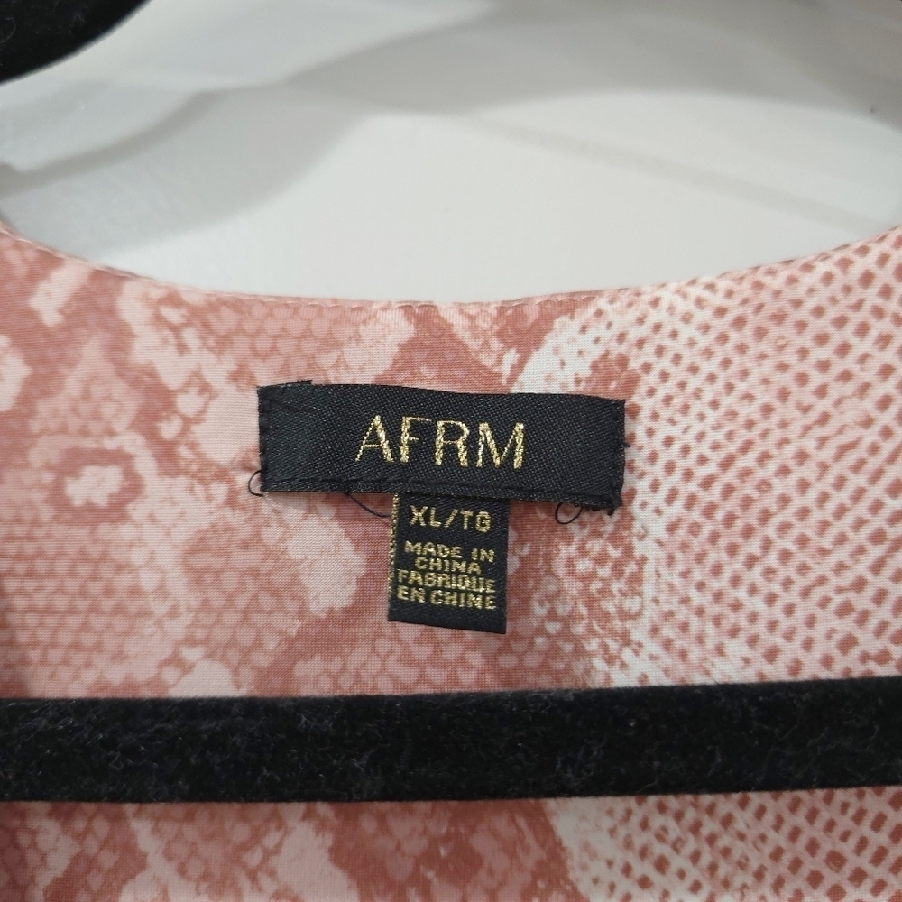 AFRM Long Sleeve V-Neck Blush Pink Snake Print Thong Bodysuit, Button Front, XL - Picture 3 of 14